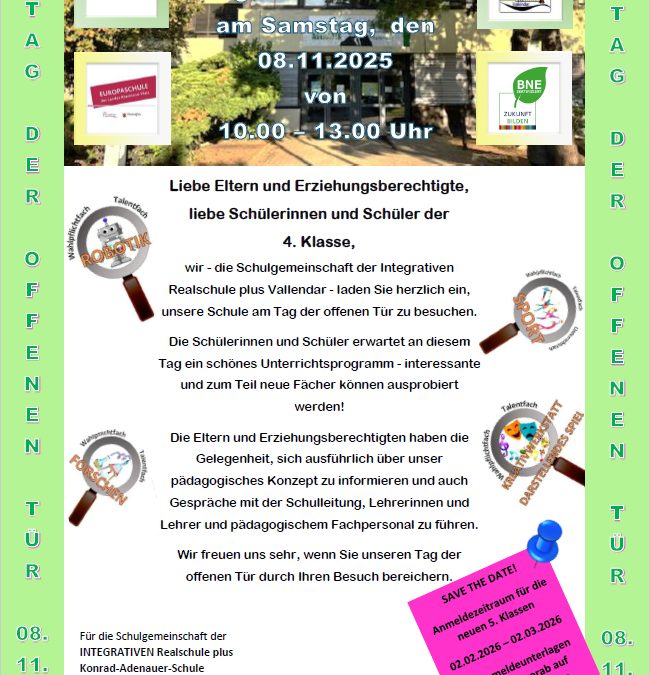 IRSP Konrad Adenauer lädt zum Tag der offenen Tür ein: Einblicke in unser pädagogisches Konzept und zahlreiche Mitmachstationen für Viertklässler